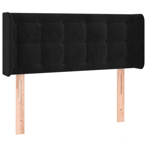 Sengegavl med LED-lys i sort fløjl - 93 x 16 x 78/88 cm