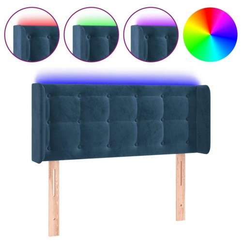 Sengegavl med LED-lys 103 x 16 x 78/88 cm fløjl - mørkeblå