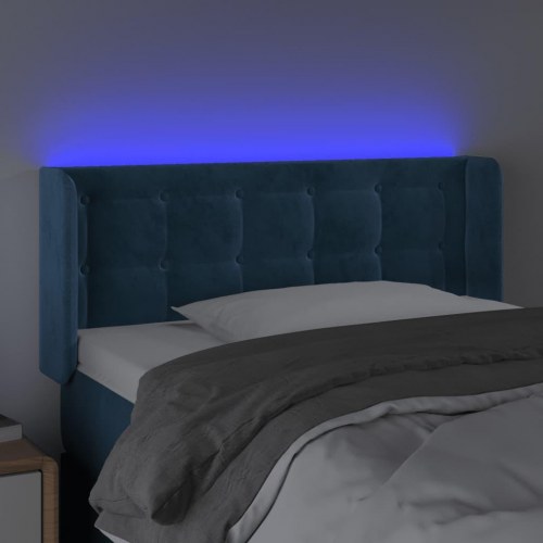 Sengegavl med LED-lys 103 x 16 x 78/88 cm fløjl - mørkeblå