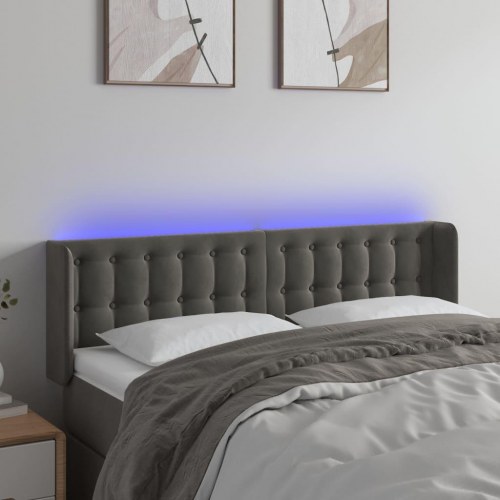 Sengegavl med LED-lys 147 x 16 x 78/88 cm - mørkegrå