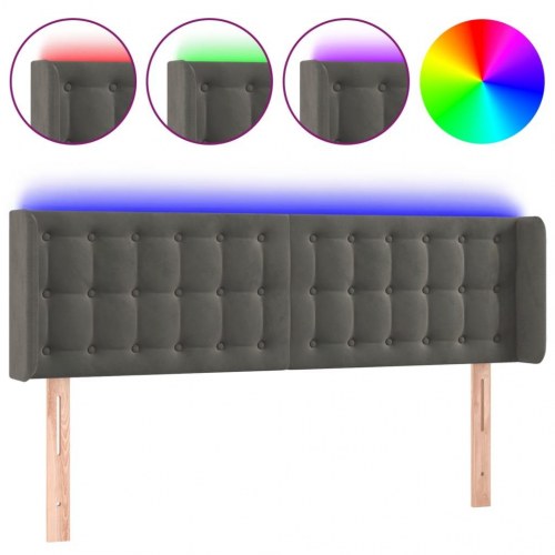Sengegavl med LED-lys 147 x 16 x 78/88 cm - mørkegrå