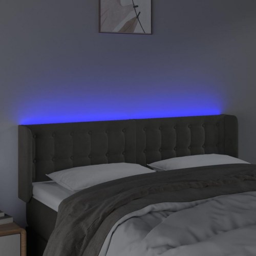 Sengegavl med LED-lys 147 x 16 x 78/88 cm - mørkegrå