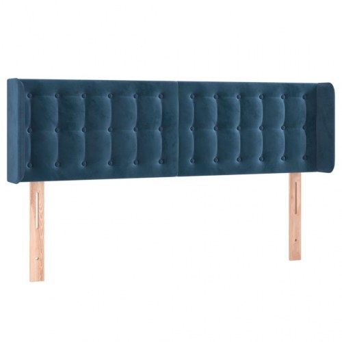 Sengegavl med LED-lys 147 x 16 x 78/88 cm fløjl mørkeblå