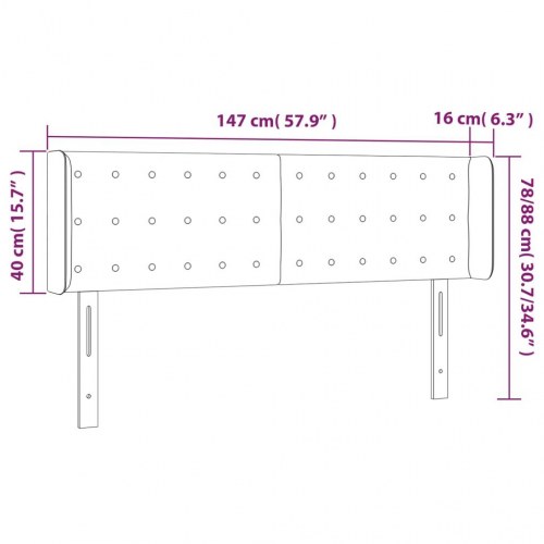 Sengegavl med LED-lys 147 x 16 x 78/88 cm fløjl mørkeblå
