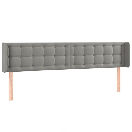 Sengegavl med LED-lys i fløjl 163 x 16 x 78/88 cm - lysegrå