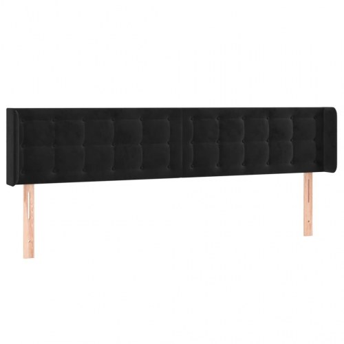 Sengegavl med LED-lys i fløjl 183 x 16 x 78/88 cm - sort