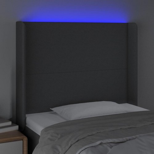 Sengegavl med LED-lys 83 x 16 x 118/128 cm - mørkegrå