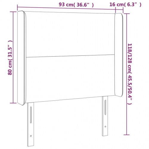 Sengegavl med LED-lys 93 x 16 x 118/128 cm - mørkegrå