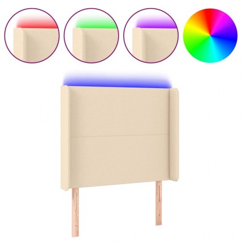 Sengegavl med LED-lys 93 x 16 x 118/128 cm - cremefarvet