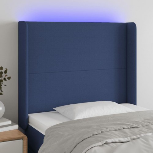 Sengegavl med LED-lys 93 x 16 x 118/128 cm - blå