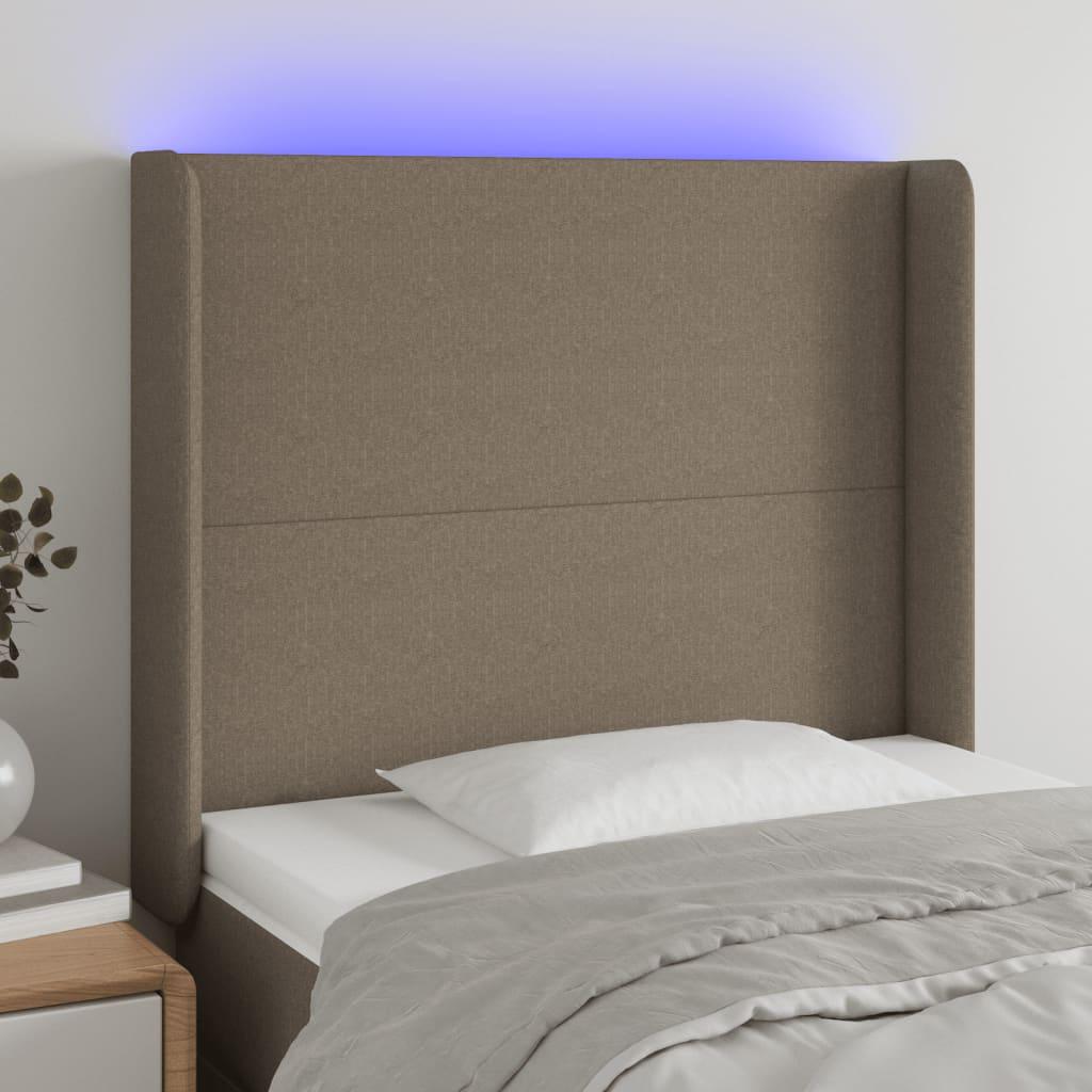 Sengegavl Med Led-Lys Stof - Gråbrun / 103 x 16 x 118/128 cm