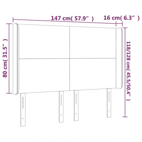 Sengegavl med LED-lys 147 x 16 x 118/128 cm - mørkegrå