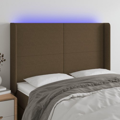 Sengegavl med LED-lys 147 x 16 x 118/128 cm - mørkebrun