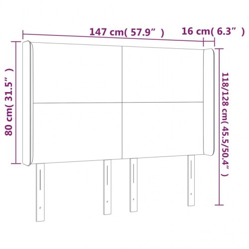 Sengegavl med LED-lys 147 x 16 x 118/128 cm - gråbrun