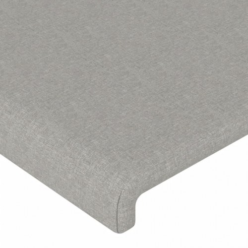 Sengegavl med LED-lys - lysegrå, 163 x 16 x 118/128 cm