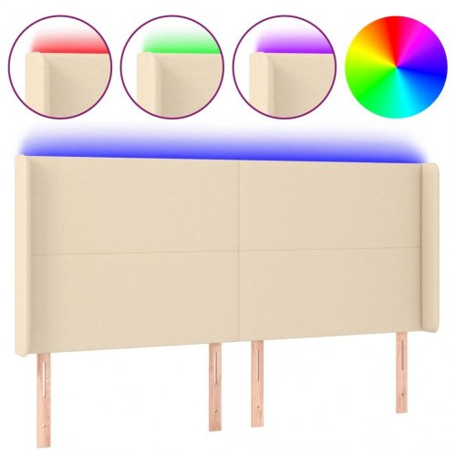Sengegavl med LED-lys 183 x 16 x 118/128 cm - cremefarvet