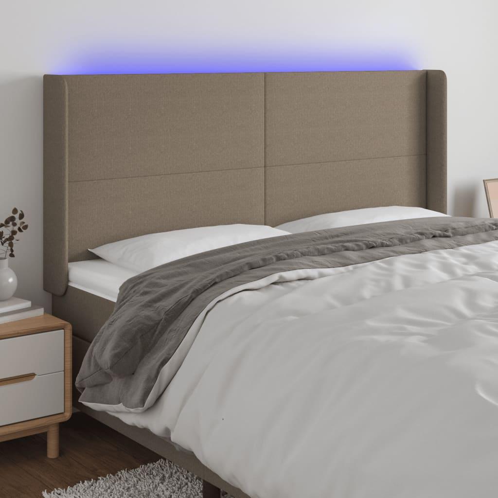 Sengegavl Med Led-Lys Stof - Gråbrun / 203 x 16 x 118/128 cm