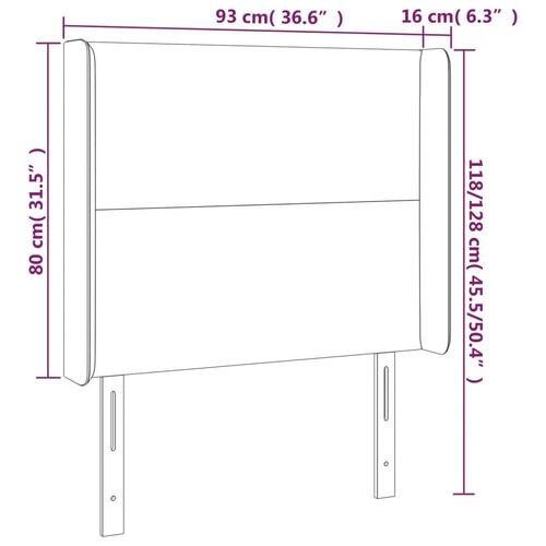 Sengegavl med LED-lys 93x16x118/128 cm fløjl sort