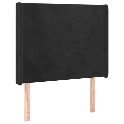 Sengegavl med LED-lys 103x16x118/128 cm fløjl sort