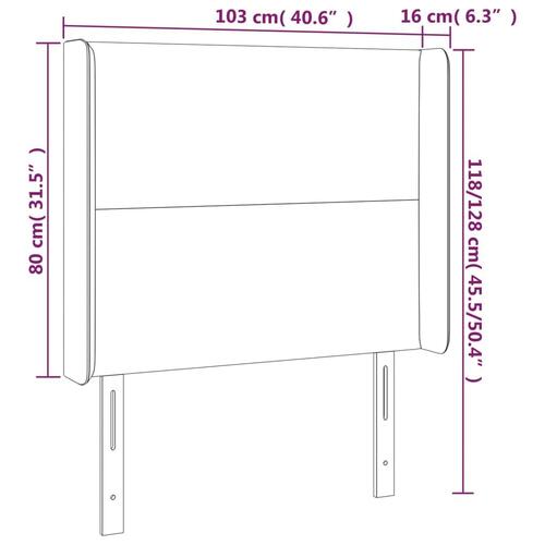 Sengegavl med LED-lys 103x16x118/128 cm fløjl sort