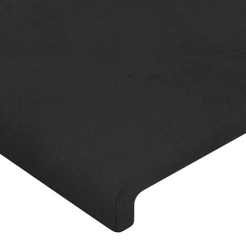Sengegavl med LED-lys 183x16x118/128 cm fløjl sort