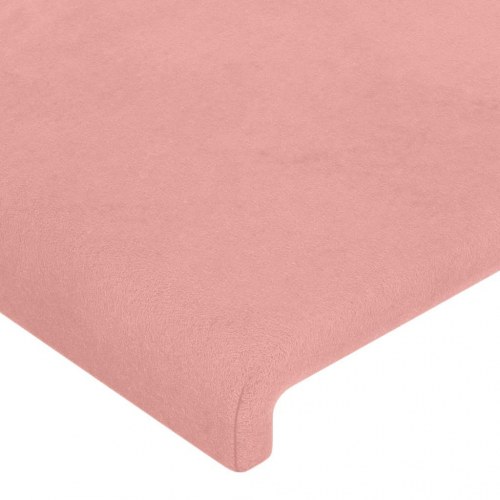 Sengegavl med LED-lys i fløjl - lyserød, 203 x 16 x 118/128 cm