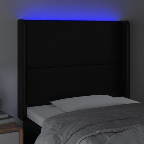 Sengegavl med LED-lys 103 x 16 x 118/128 cm - sort