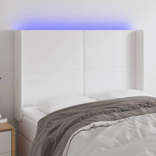 Sengegavl med LED-lys 147 x 16 x 118/128 cm - hvid