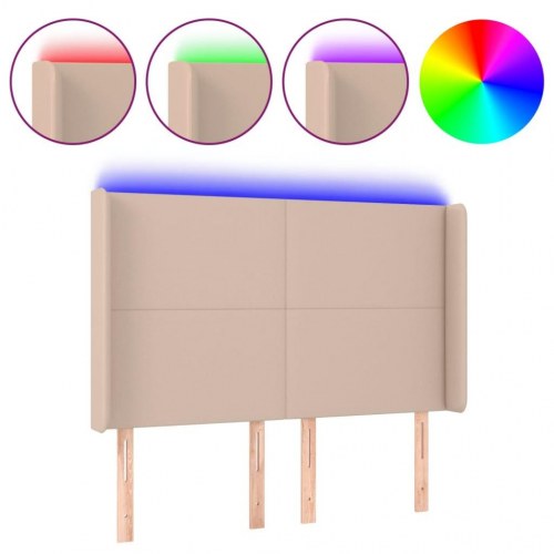 Sengegavl med LED-lys 147 x 16 x 118/128 cm - cappuccino