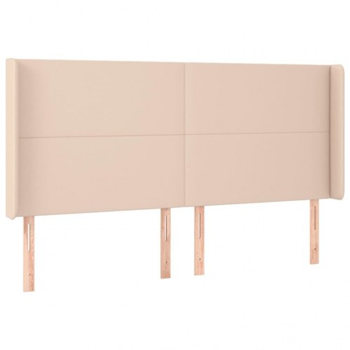 Sengegavl med LED-lys i kunstlæder - cappuccino, 183 x 16 x 118/128 cm