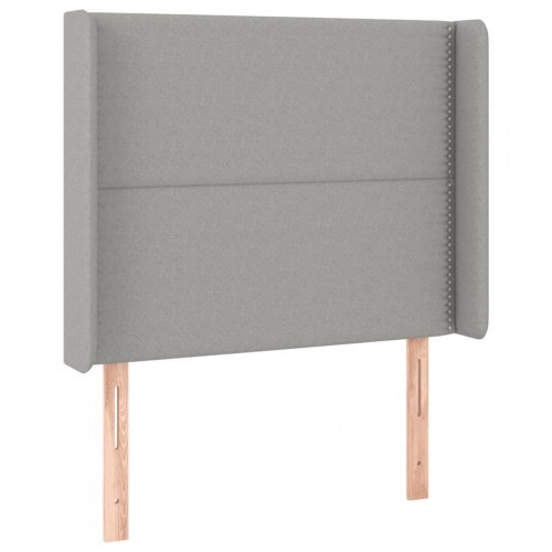 Sengegavl med LED-lys 83x16x118/128 cm stof lysegrå