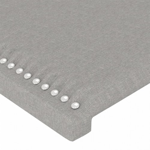 Sengegavl med LED-lys 83x16x118/128 cm stof lysegrå