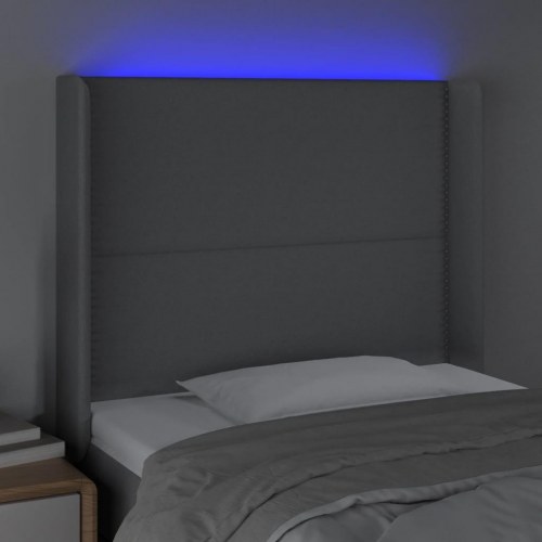 Sengegavl med LED-lys 93 x 16 x 118/128 cm - lysegrå