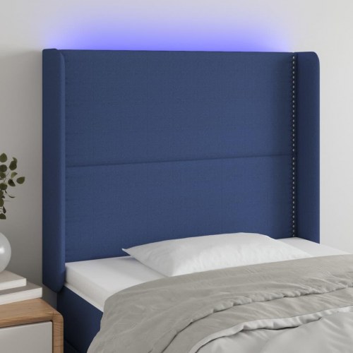 Sengegavl med LED-lys 93 x 16 x 118/128 cm - blå