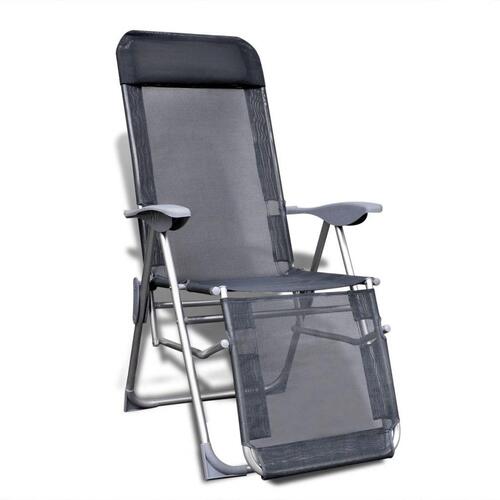 Foldbare havestole 2 stk. aluminium og textilene grå