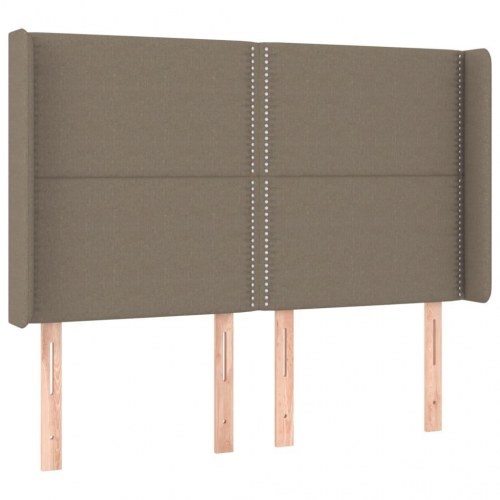 Sengegavl med LED-lys 147x16x118/128 cm stof gråbrun