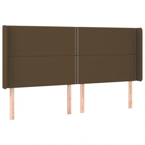 Sengegavl med LED-lys 163x16x118/128 cm stof mørkebrun