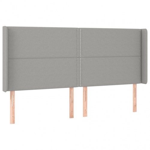 Sengegavl med LED-lys 183 x 16 x 118/128 cm - lysegrå