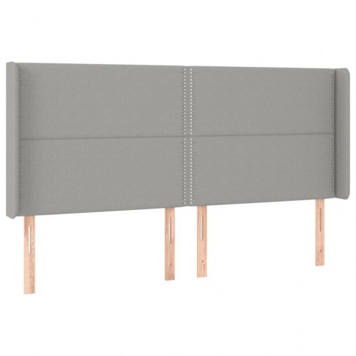 Sengegavl med LED-lys 203 x 16 x 118/128 cm - lysegrå