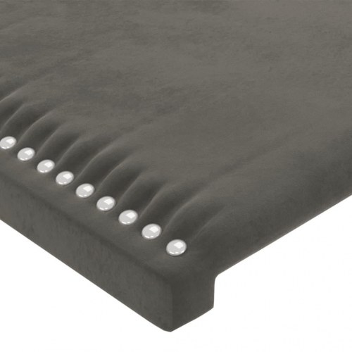 Sengegavl med LED-lys i fløjl - mørkegrå, 83 x 16 x 118/128 cm