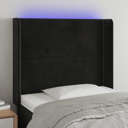Sengegavl med LED-lys 103 x 16 x 118/128 cm - sort