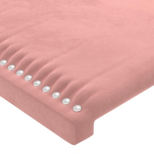Sengegavl med LED-lys i fløjl 103 x 16 x 118/128 cm - lyserød