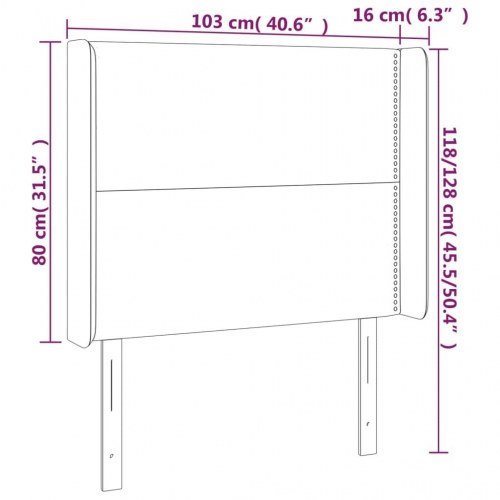 Sengegavl med LED-lys i fløjl 103 x 16 x 118/128 cm - lyserød