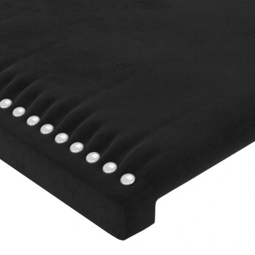 Sengegavl med LED-lys i fløjl 203 x 16 x 118/128 cm - sort