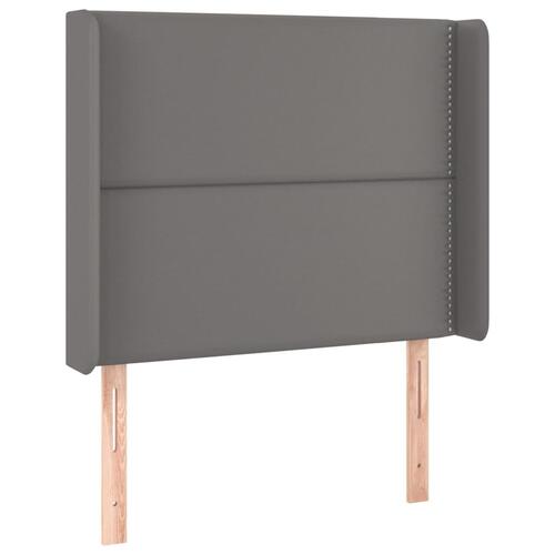 Sengegavl med LED-lys 93x16x118/128 cm kunstlæder grå