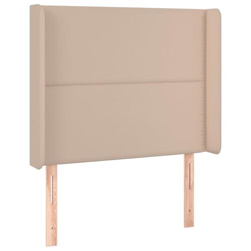 Sengegavl med LED-lys 103x16x118/128 cm kunstlæder cappuccino