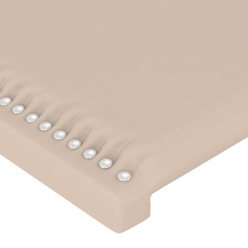 Sengegavl med LED-lys 103x16x118/128 cm kunstlæder cappuccino