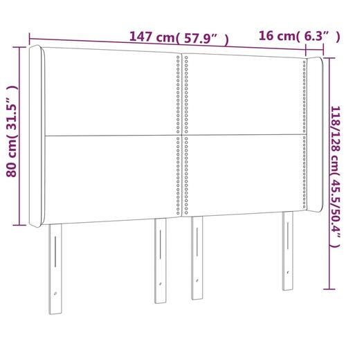 Sengegavl med LED-lys 147x16x118/128 cm kunstlæder sort