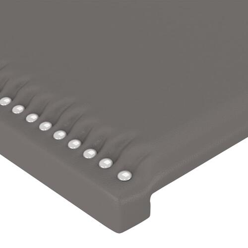 Sengegavl med LED-lys 147x16x118/128 cm kunstlæder grå