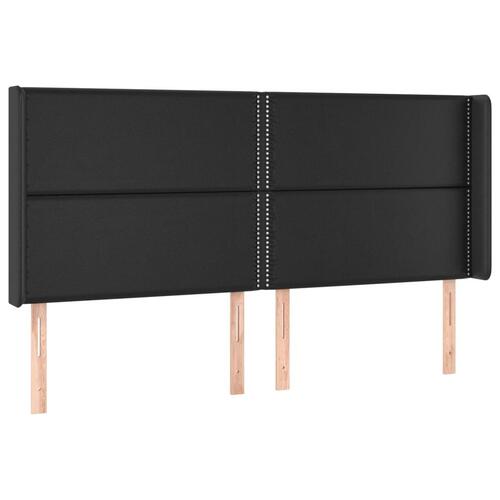 Sengegavl med LED-lys 163x16x118/128 cm kunstlæder sort
